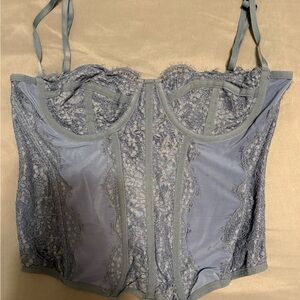 Urban Outfitters Blue/Gray Lace Corset Top